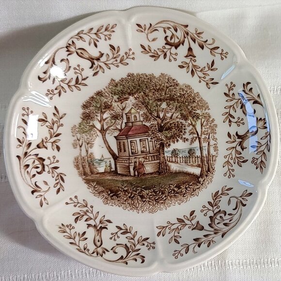 Flat Cup & Saucer Set - Mount Vernon Garden House Windsor Ware-Brown Multicolor - Picture 3 of 8